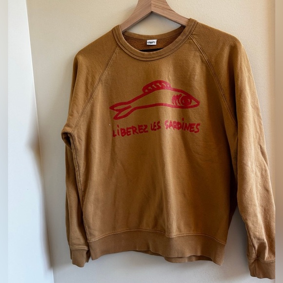 Clare V Tops - Clare V tan and red sardine sweatshirt EUC